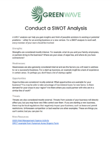 Screenshot of ocean farm SWOT analysis exercise