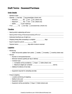 Screenshot of Seaweed Term Sheet Template